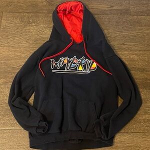 Madrid Black Hoodie with Red Accents